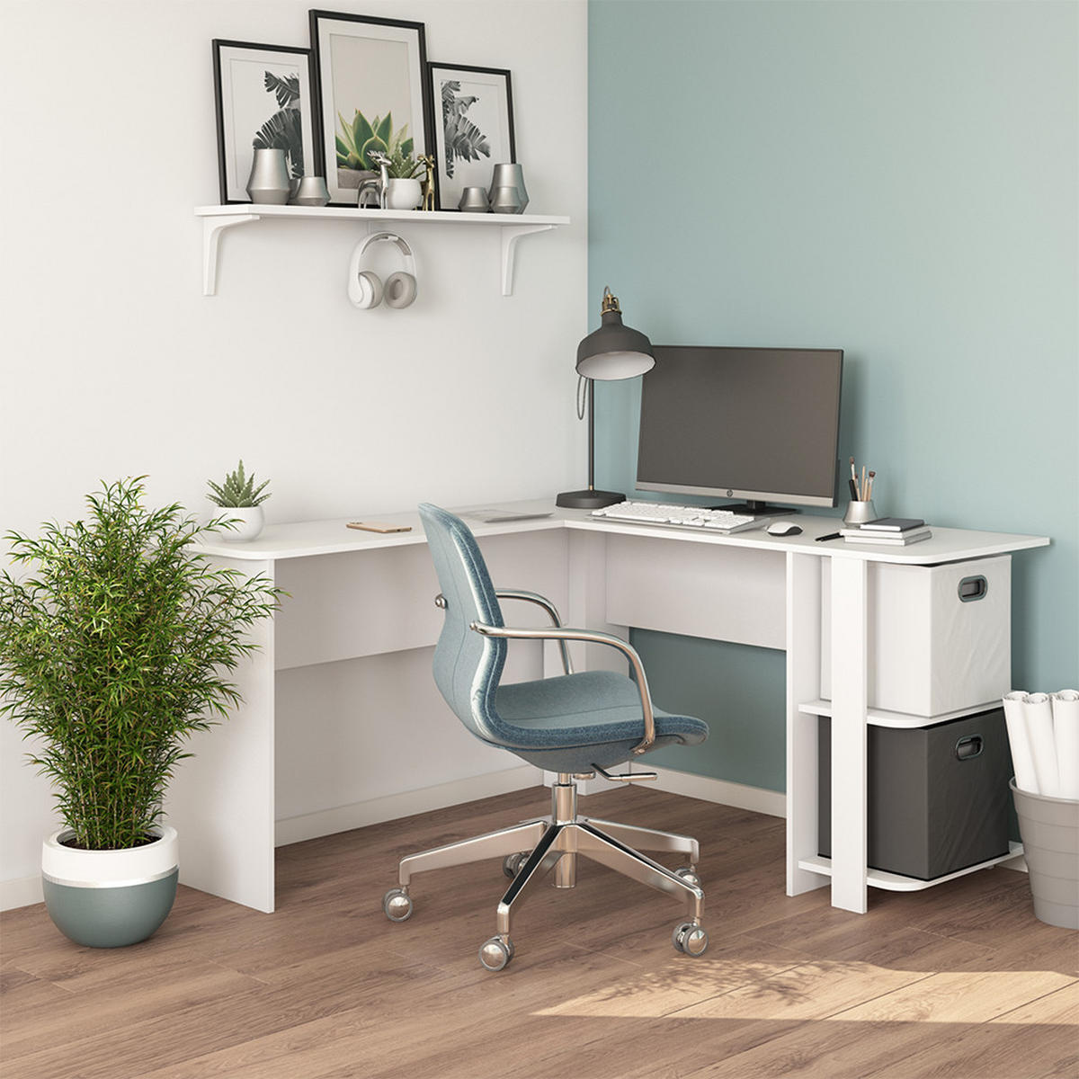 ECKSCHREIBTISCH Nikita Weiß 140 x 140 cm - Weiß, Holzwerkstoff (140/140/75cm) - Vicco