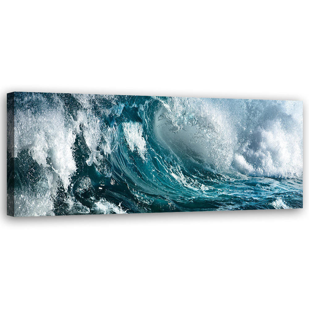 WANDBILD welle ozean - Blau, Textil (90/30cm) - Feeby