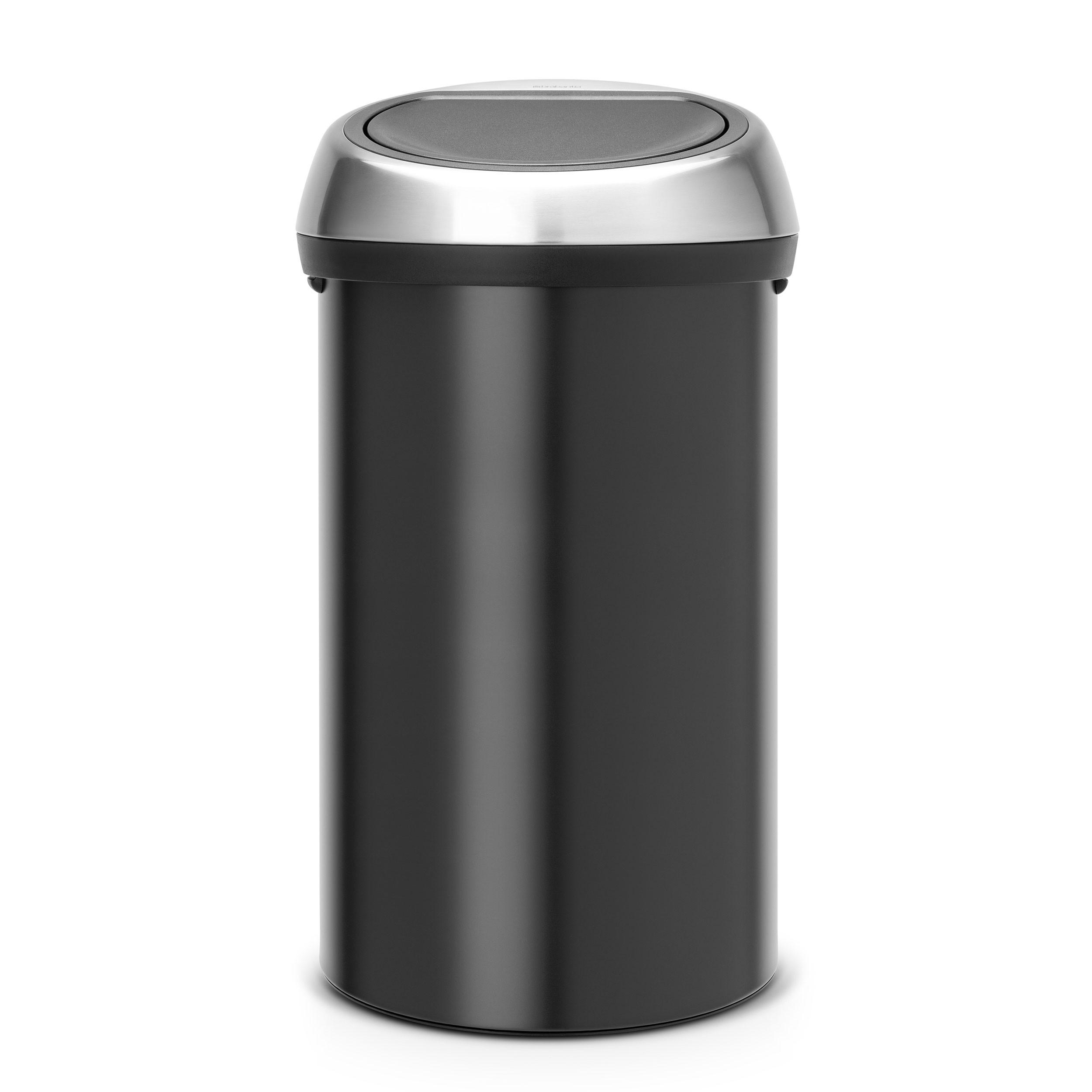 ABFALLEIMER Touch Bin, Stahl, Matt Black, 60 L - Schwarz, Metall (41.5/73/41cm) - Brabantia