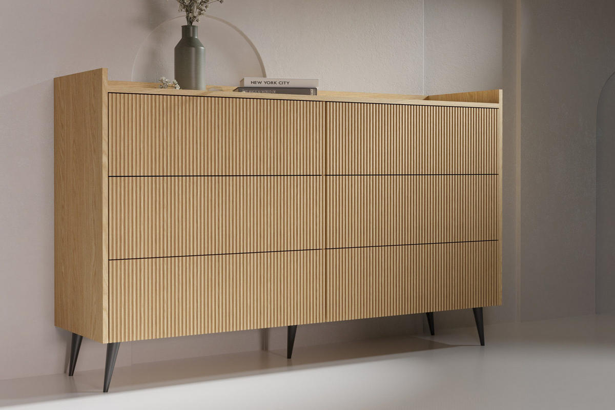 KOMMODE DALIA 03 150 / 92 / 41 cm in Frühlingseiche - Walnussfarben, Holzwerkstoff (150/92/41cm) - Deine Möbel 24