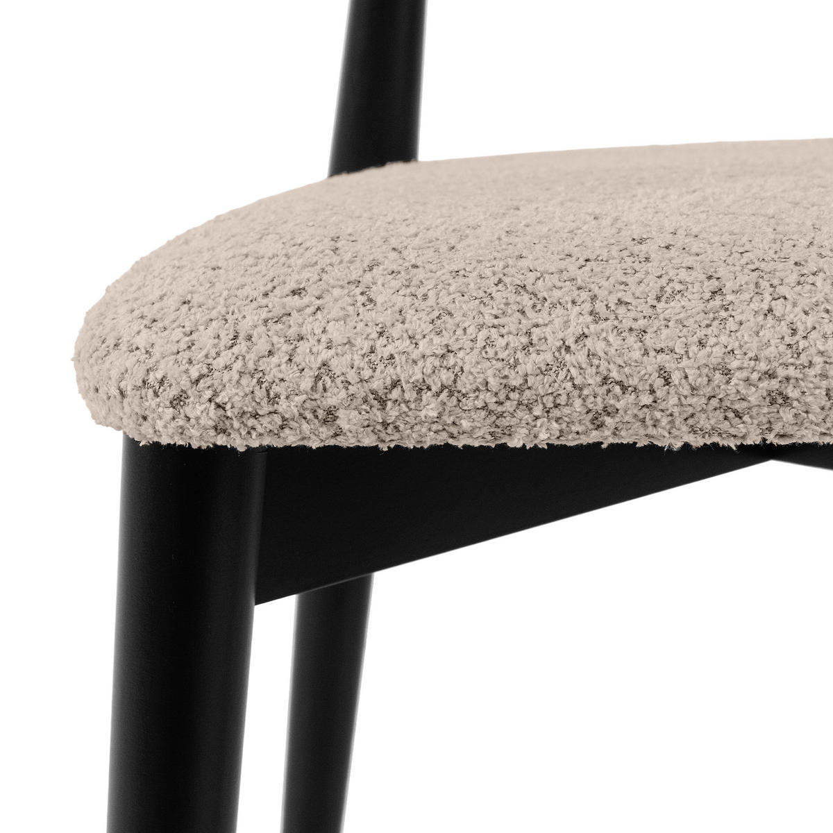 HOLZSTUHL RABI Küchenstuhl, 2-er Stuhl, Bouclé - Beige/Schwarz, Holz/Textil (47/79/45cm) - KONSIMO®