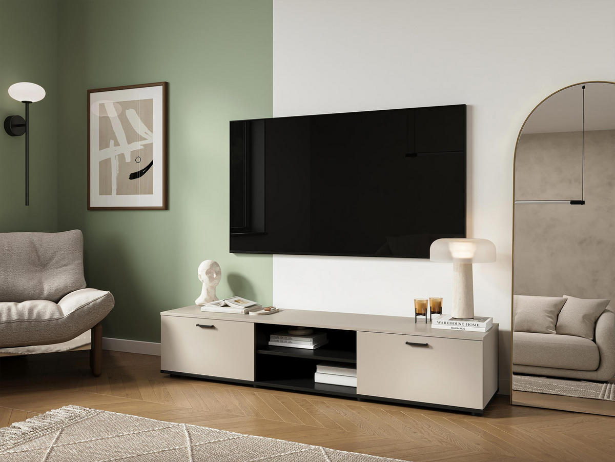 TV-LOWBOARD 180 Soho S03 - Kaschmir/Schwarz, Holzwerkstoff/Kunststoff (180/37/43cm) - MIRJAN24