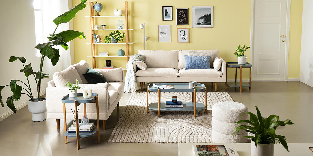 3-SITZER SOFA - Webstoff - Beige/Buchefarben, Holz/Buchenholz (200/83/153cm) - home24