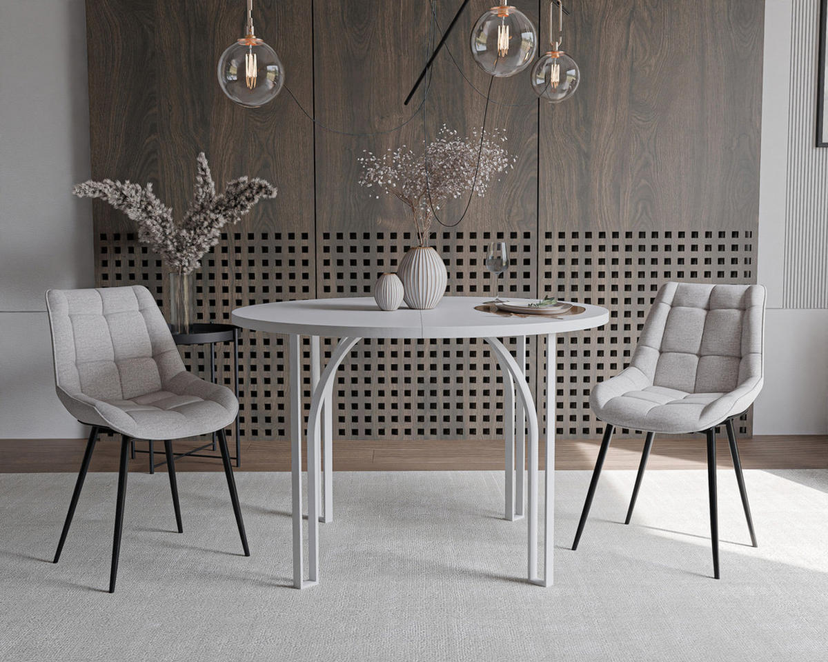 AUSZIEHTISCH ASTRO 100/76 cm, Weiß - Weiß, Holzwerkstoff/Metall (100/100/76cm) - Idohome