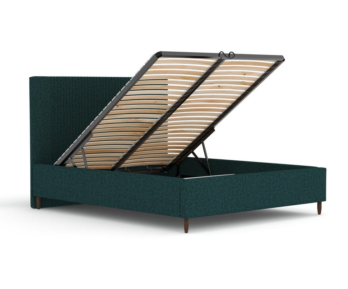POLSTERBETT Etero Dunkelgrün 160/200 cm im Webstoff - Wengefarben/Naturfarben, Holz/Holzwerkstoff (160/200cm) - Maison de Reve
