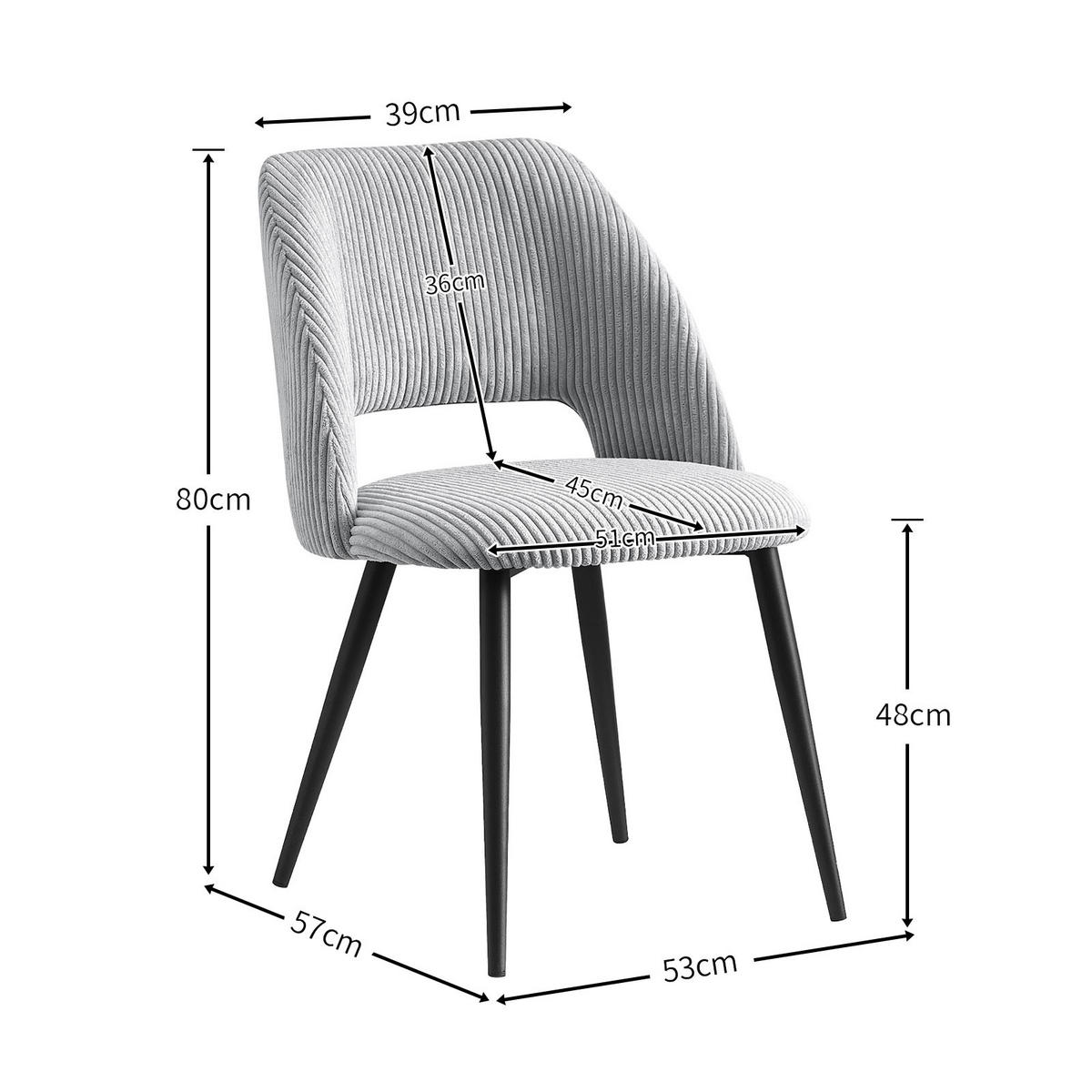 STUHL VICKY Grau 2 Stück - Grau, Textil/Metall (53/80/57cm) - B&D Home