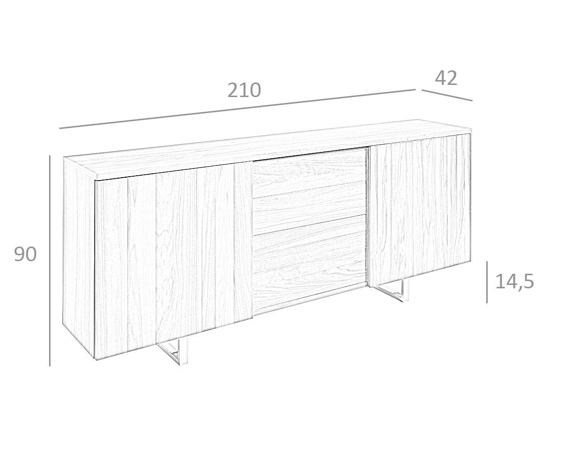 SIDEBOARD Walnuss 210/42/90 cm - Walnussfarben, Holz/Metall (210/90/42cm) - ANGEL CERDA