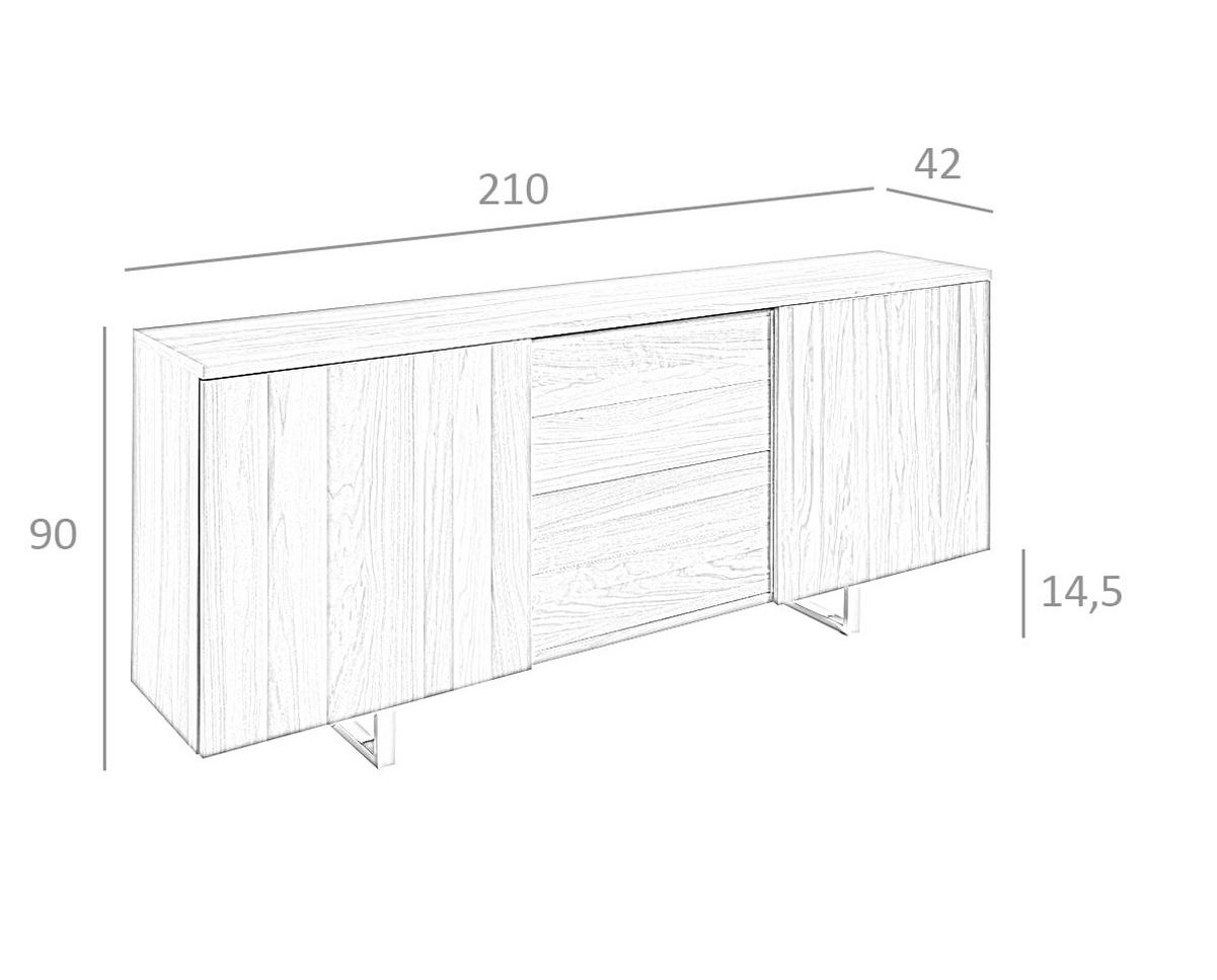 SIDEBOARD Walnuss 210/42/90 cm - Walnussfarben, Holz/Metall (210/90/42cm) - ANGEL CERDA