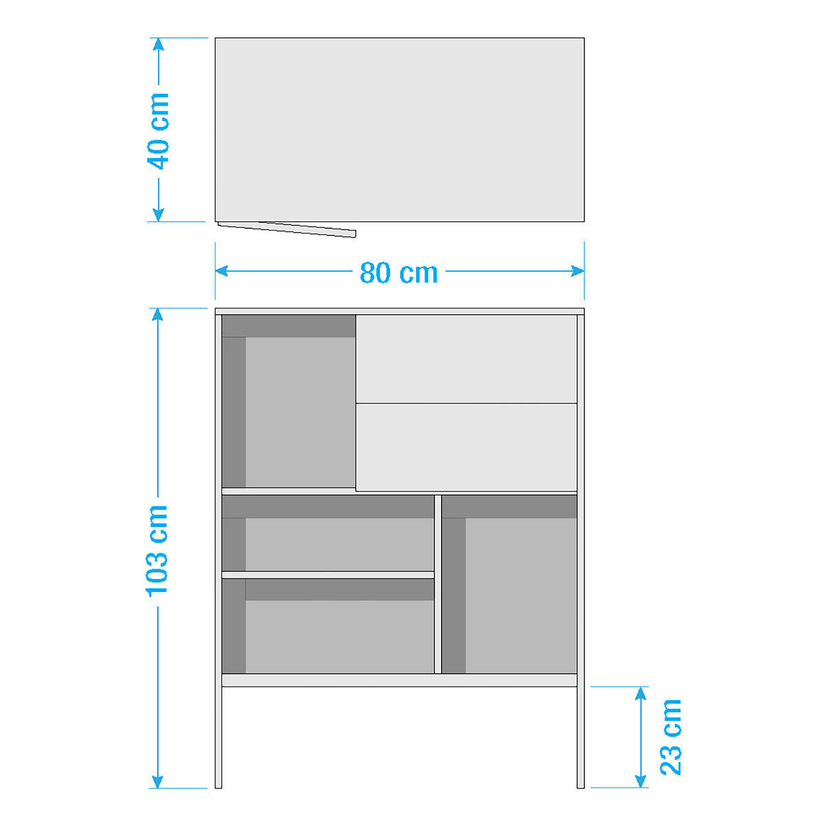 KOMMODE - Wildeiche Dekor / Schwarz - Braun, Holzwerkstoff/Metall (80/103/40cm) - home24