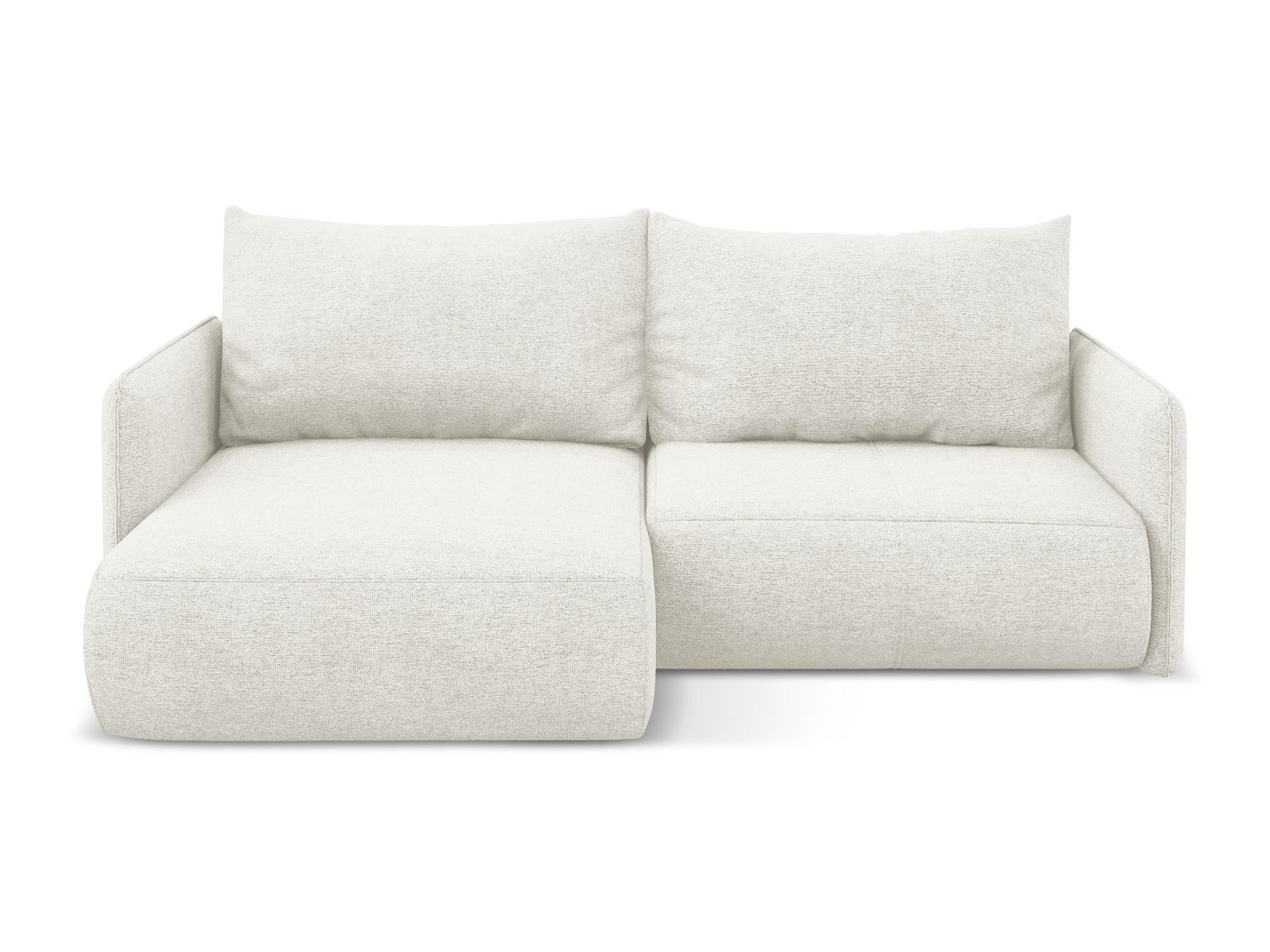ECKSOFA mit Schlaffunktion Chenille Stoff Weiß - Schwarz/Weiß, Kunststoff/Textil (148/207cm) - Makamii