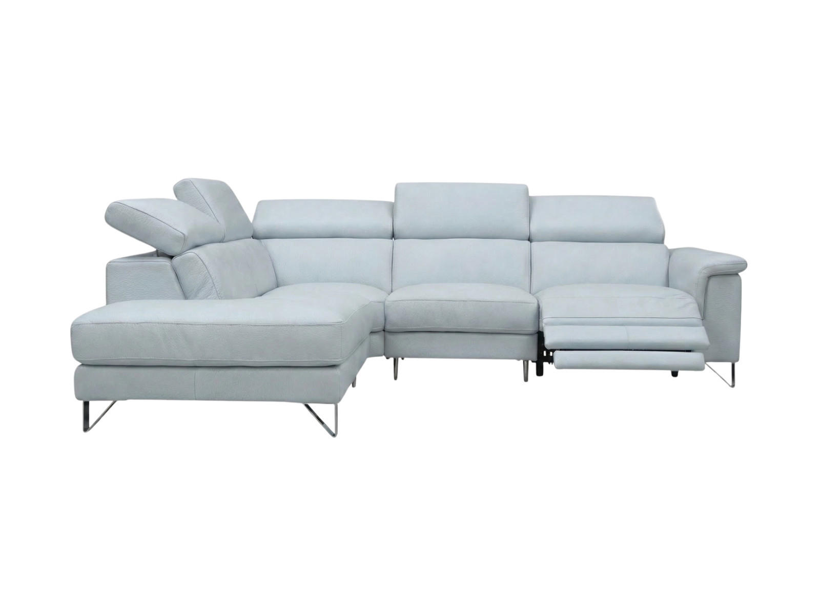 ECKSOFA Antares Echtleder mit 1 x Relaxfunktion Weiß - Weiß, Leder/Metall (224/276cm)