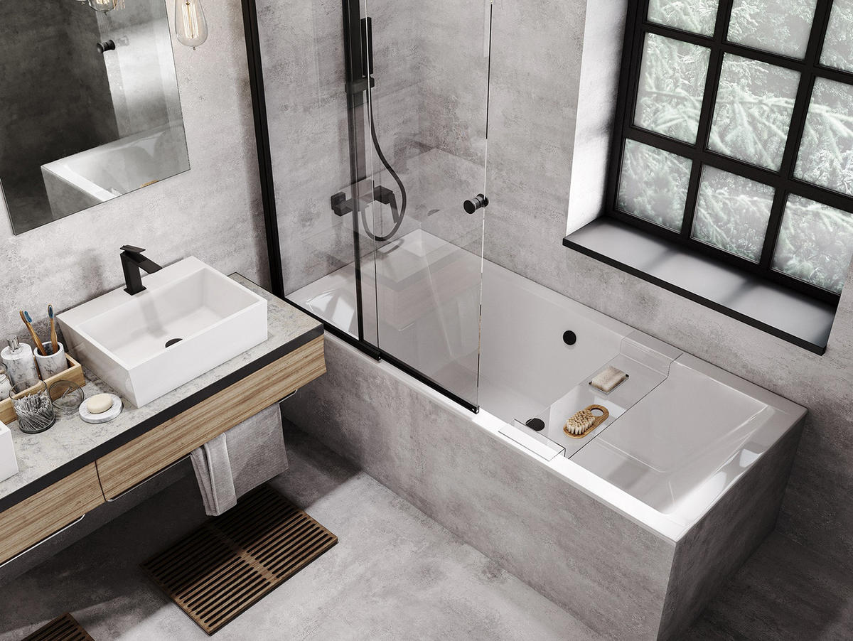 BADEWANNE Rechteck QUADRO SLIM 155/70 Ablauf & Füße - Weiß, Kunststoff (70/55.5/155cm) - bad land