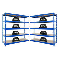 SCHWERLASTREGAL Rhino 2er-Set 200x200x60 cm 5 Spanplatten-Ebenen 8mm Fachlast 500 kg Blau - Blau, Metall (400/200/60cm) - PROREGAL