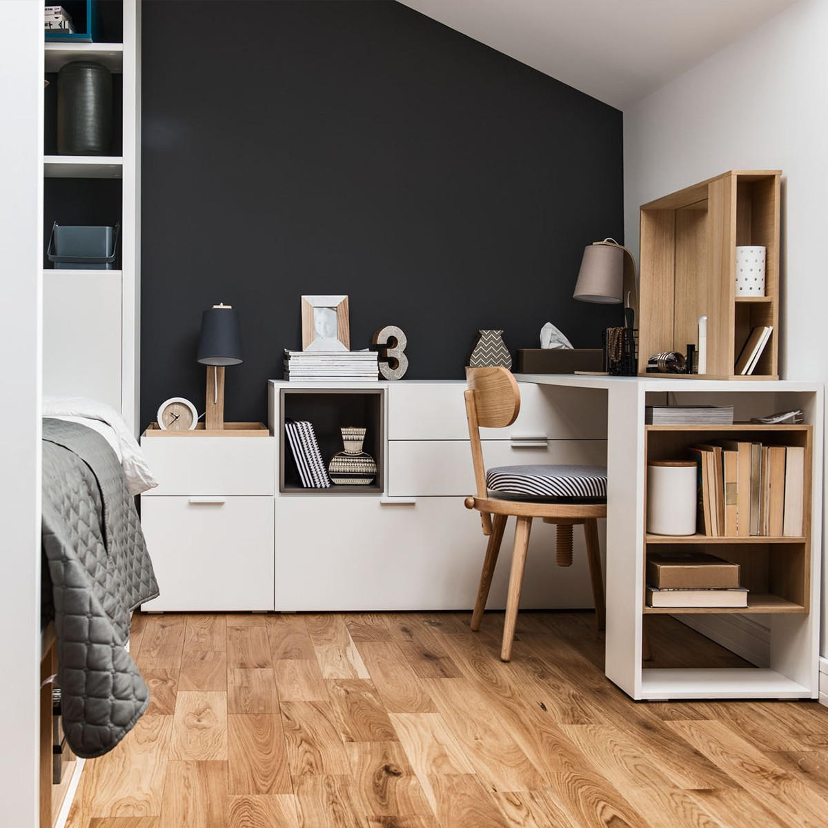 KOMMODE Design 3 Schubladen und 1 Tür L120 cm - 4YOU - Weiß, Holzwerkstoff (42/70/120cm) - Calicosy