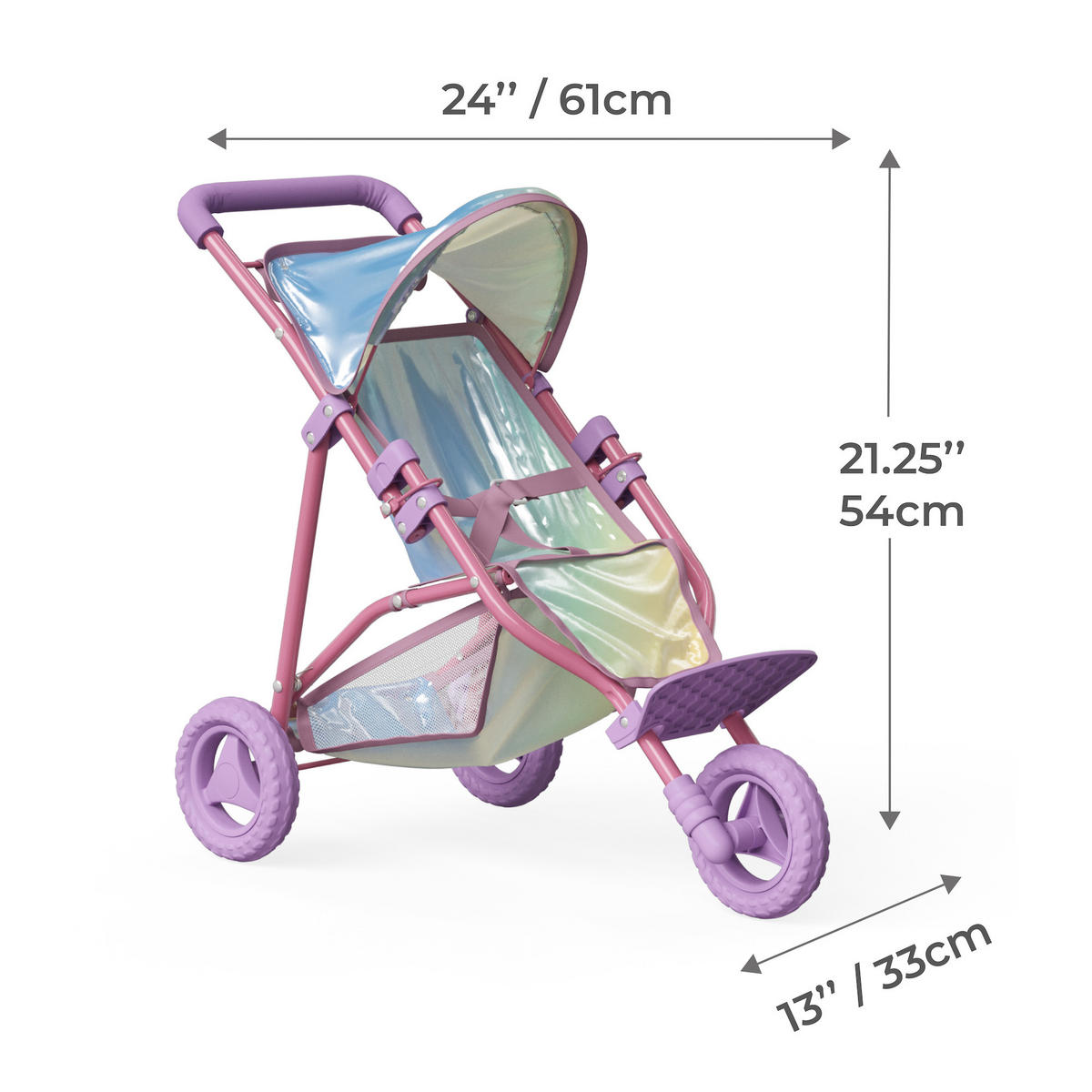 PUPPENWAGEN, Irisierend, 54cm - Multicolor, Holzwerkstoff (33/54/61cm) - Teamson Kids