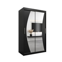 SCHWEBETÜRENSCHRANK 200/120/62 2-türig - Silberfarben/Schwarz, Holz/Kunststoff (120/200/62cm) - MÖBEL KRYSPOL