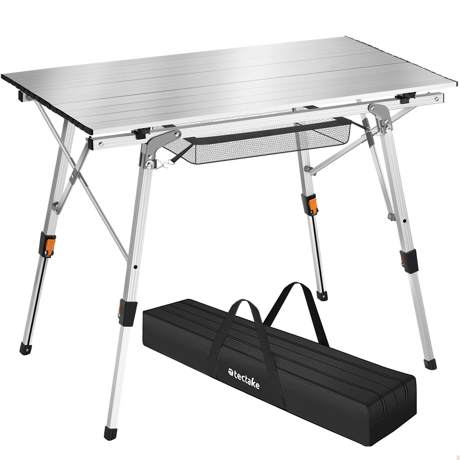 ALUMINIUM CAMPINGTISCH Tina, 90 x 52 x 47 - 70 cm, silber - Silberfarben, Metall (90/52/70cm) - tectake