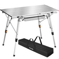 ALUMINIUM CAMPINGTISCH Tina, 90 x 52 x 47 - 70 cm, silber - Silberfarben, Metall (90/52/70cm) - tectake