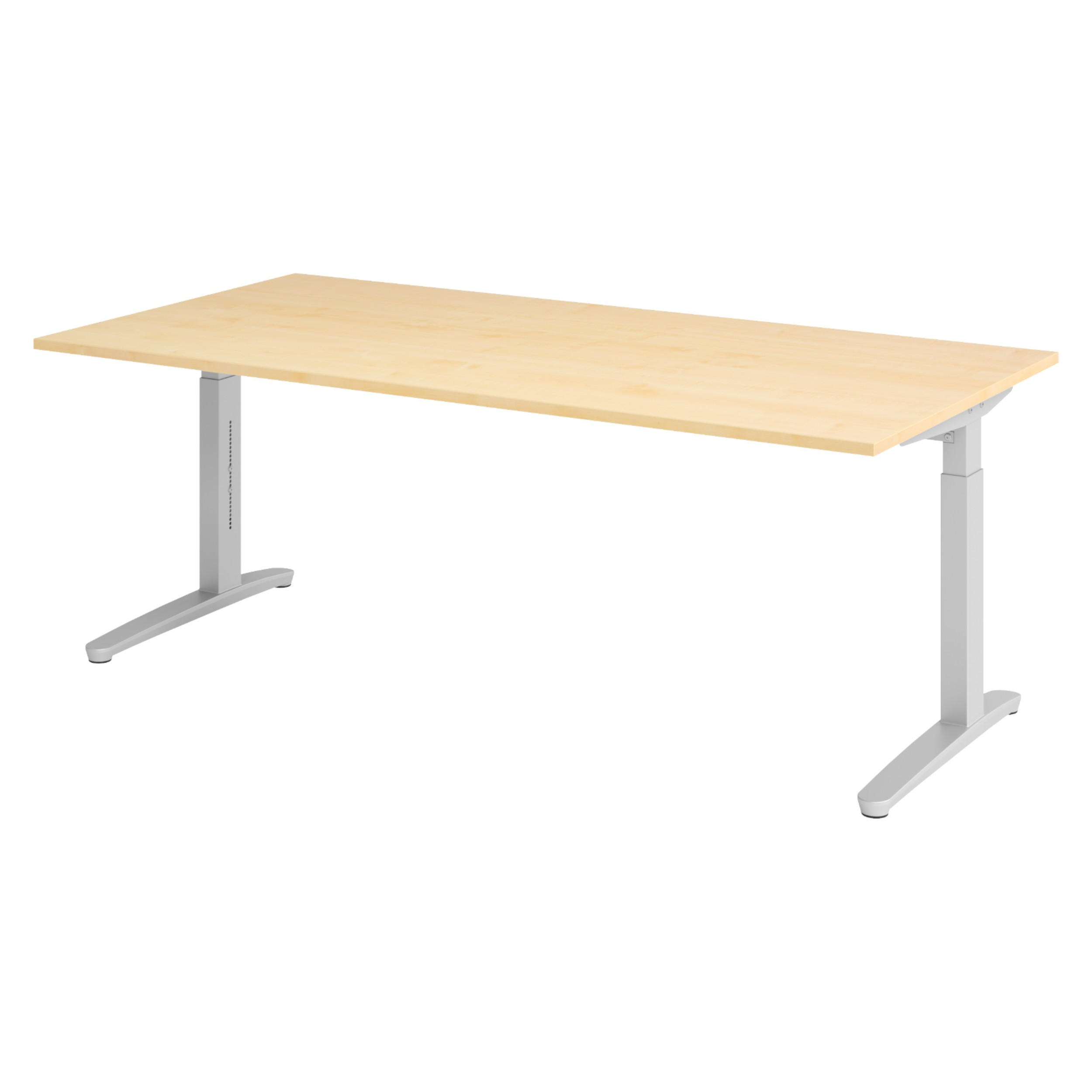SCHREIBTISCH Serie-XB 100/200/74 cm in Ahornfarben/Silberfarben - Silberfarben/Ahornfarben, Holzwerkstoff (100/200/74cm) - bümö