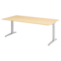 SCHREIBTISCH Serie-XB 100/200/74 cm in Ahornfarben/Silberfarben - Silberfarben/Ahornfarben, Holzwerkstoff (100/200/74cm) - bümö