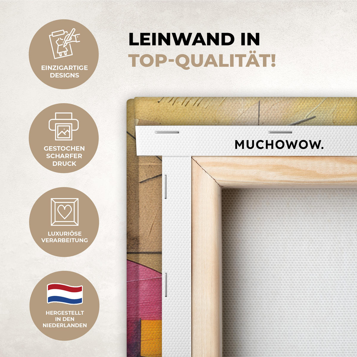 LEINWANDBILD Kunst - Abstrakt - Modern Wandbild Wohnzimmer 50x50 cm - Gelb, Textil (50/50cm) - MuchoWow