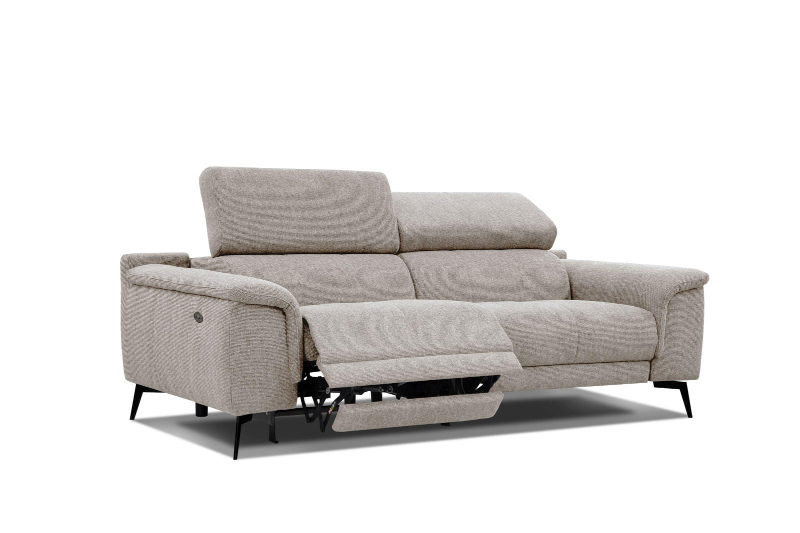 RELAXSOFA FIERO 3-Sitzer mit 1 Relaxfunktion, taupe - Taupe/Schwarz, Holzwerkstoff/Textil (212/82/103cm) - Courtois Laville