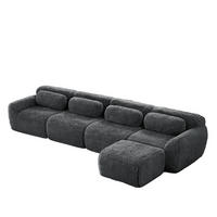 ECKSOFA aus Plüsch mit modularem Design & ohne Montage, grau - Grau, Textil (179/378cm) - Luhomfu
