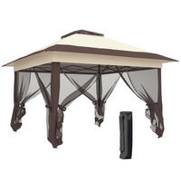 PAVILLON DE-13981 Pop-up, 4 Moskitonetze, mit Rolltasche Khaki/Braun - Mokka, Metall (364/294/364cm) - ComfortXL