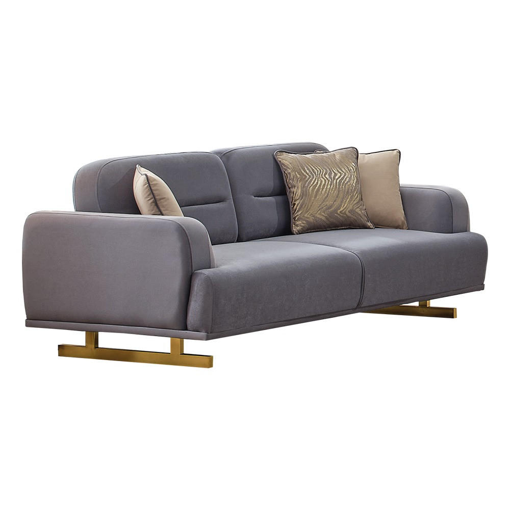 3 Sitzer SOFA Aurelia Samt Grau - Grau, Textil/Metall (230/85/105cm) - Villa Möbel