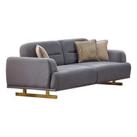 3 Sitzer SOFA Aurelia Samt Grau - Grau, Textil/Metall (230/85/105cm) - Villa Möbel
