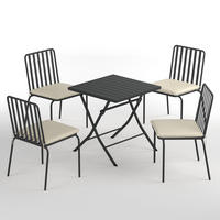 GARTENESSGRUPPE - 5-teilig - Stahl - Anthrazit - Anthrazit, Textil/Metall - home24