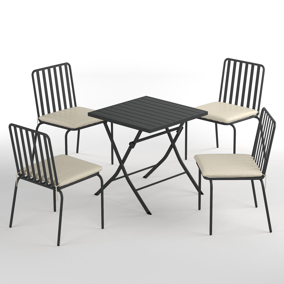 GARTENESSGRUPPE - 5-teilig - Stahl - Anthrazit - Anthrazit, Textil/Metall - home24