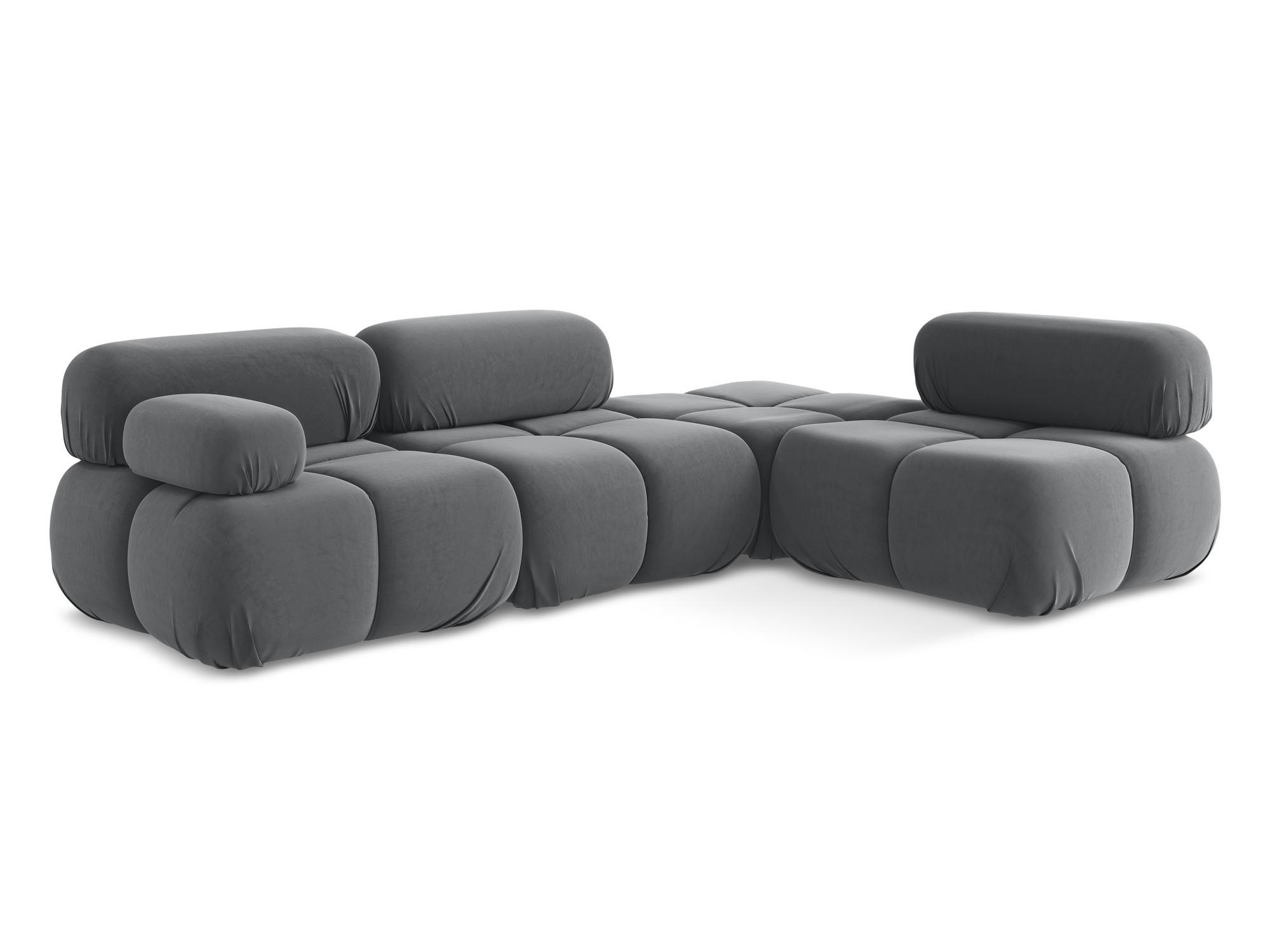 ECKSOFA Rechts Samt Stoff Grau - Dunkelgrau/Schwarz, Kunststoff/Textil (285/190cm) - Makamii