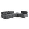 ECKSOFA Rechts Samt Stoff Grau - Dunkelgrau/Schwarz, Kunststoff/Textil (285/190cm) - Makamii