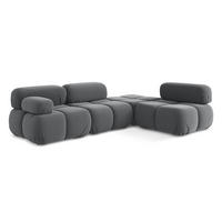 ECKSOFA Rechts Samt Stoff Grau - Dunkelgrau/Schwarz, Kunststoff/Textil (285/190cm) - Makamii