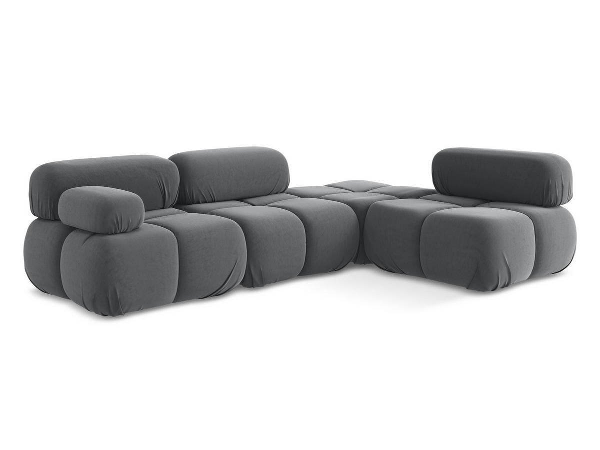 ECKSOFA Rechts Samt Stoff Grau - Dunkelgrau/Schwarz, Kunststoff/Textil (285/190cm) - Makamii