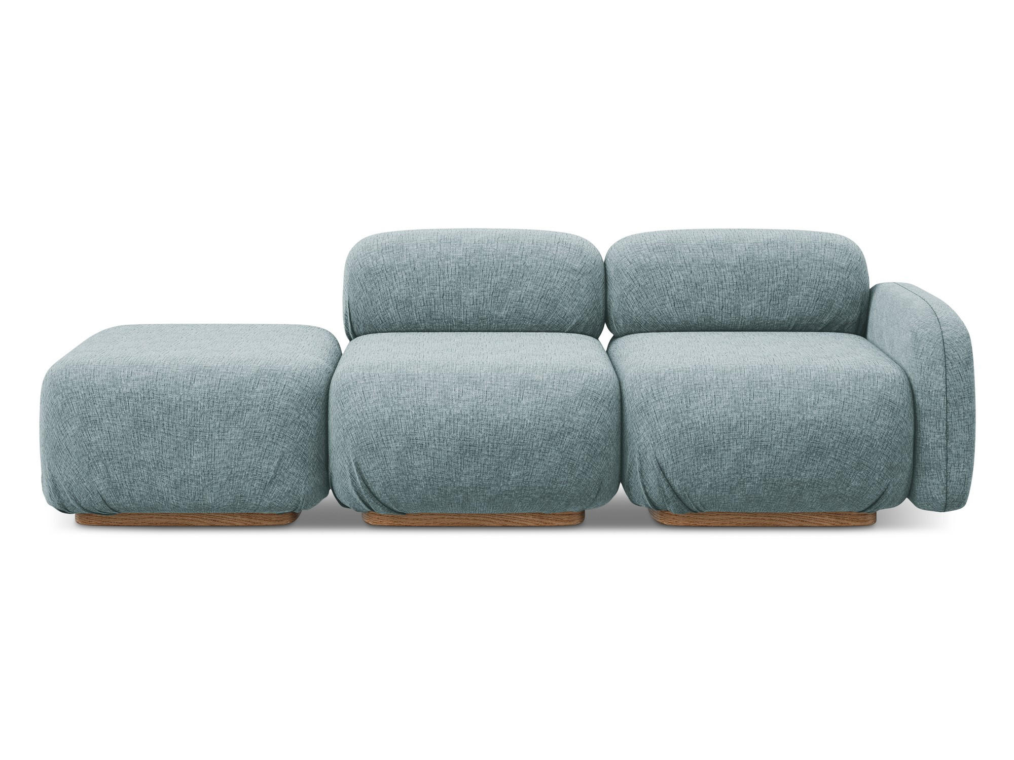3-SITZER SOFA Links Chenille Stoff Blau - Blau/Blaugrau, Holz/Textil (258/73/95cm) - Makamii