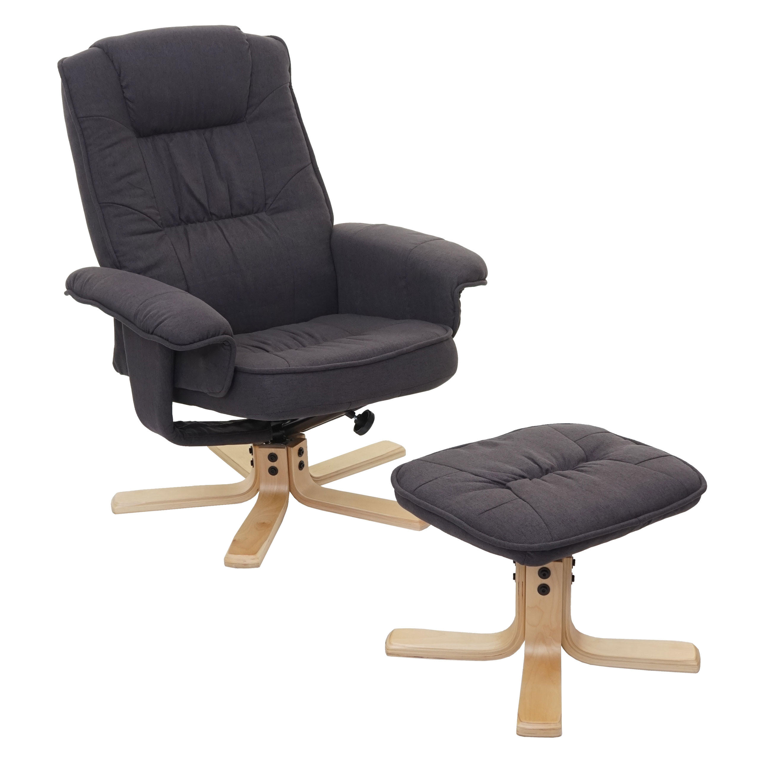 RELAXSESSEL MIT HOCKER Anthrazit - Anthrazit, Textil (80/100/70cm) - MCW