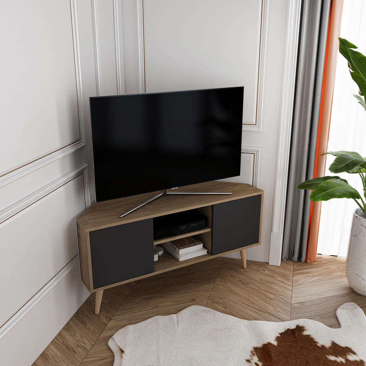 TV-ELEMENT Lesson Walnuss Schwarz - Walnussfarben, Holzwerkstoff (120/59.8/45cm) - Decorotika