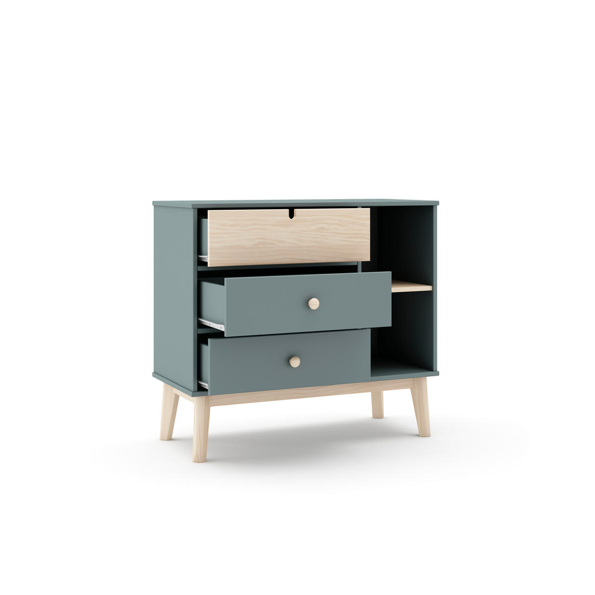 KOMMODE Estefania Grün 90/40/81 cm - Grün, Holz (40/81/90cm) - Calicosy