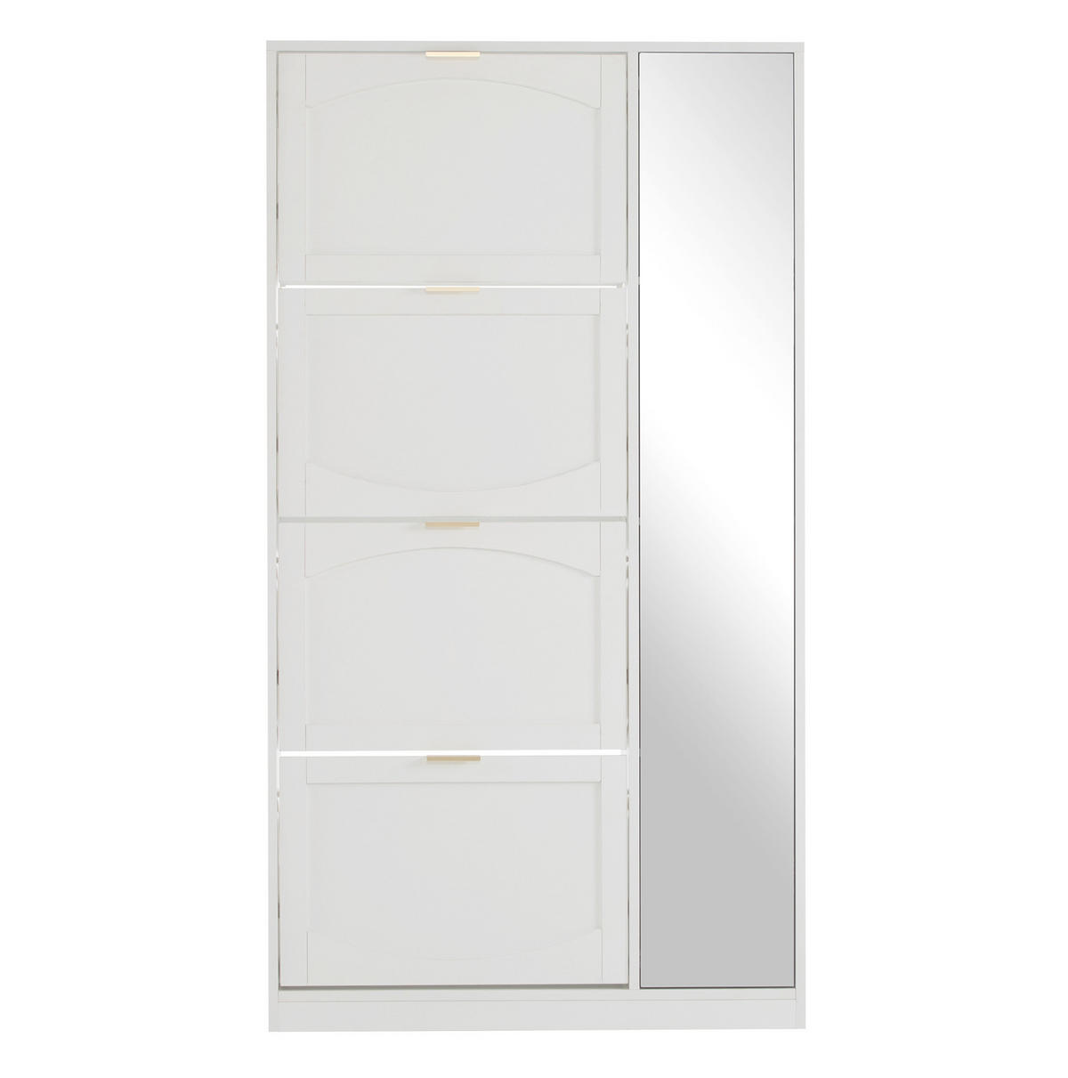 SCHUHSCHRANK mit Spiegeltüren 80 x 147 x 24 cm Weiß - Weiß, Holzwerkstoff (24/147/80cm) - Beauniv