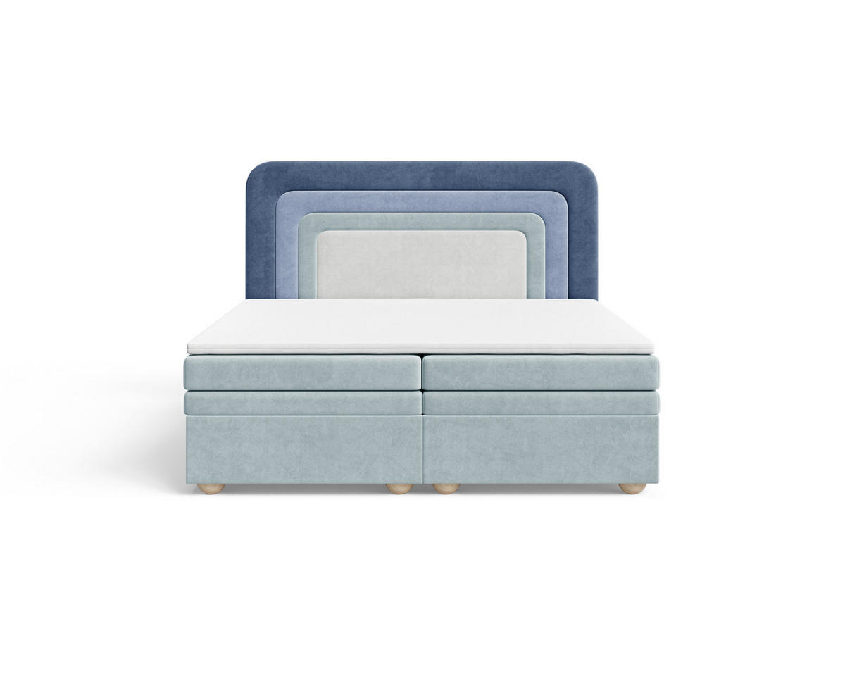 BOXBETT - Bett 10 NEST - Riviera - 140x200 cm - Modernes Polsterbett mit Bettkasten - Dunkelblau, Holz (140/200cm) - ROYAL24_MARKT