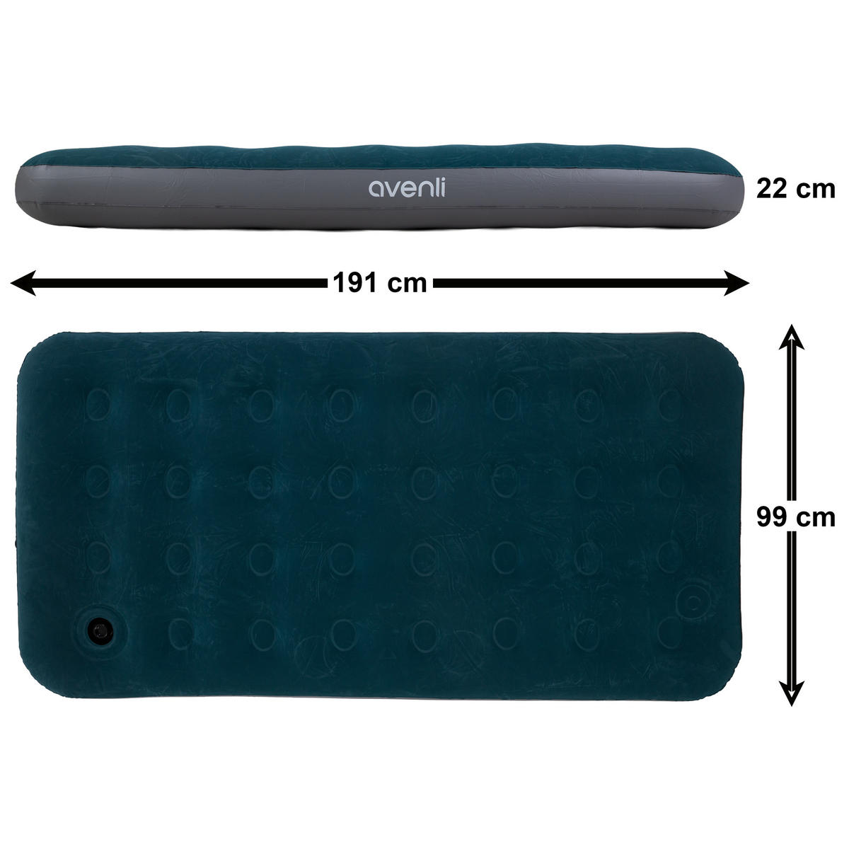 LUFTMATRATZE Camping CloudCoil grün mit eingebauter Fußpumpe 191x99x22cm - Grün, Kunststoff (99/191cm) - Avenli