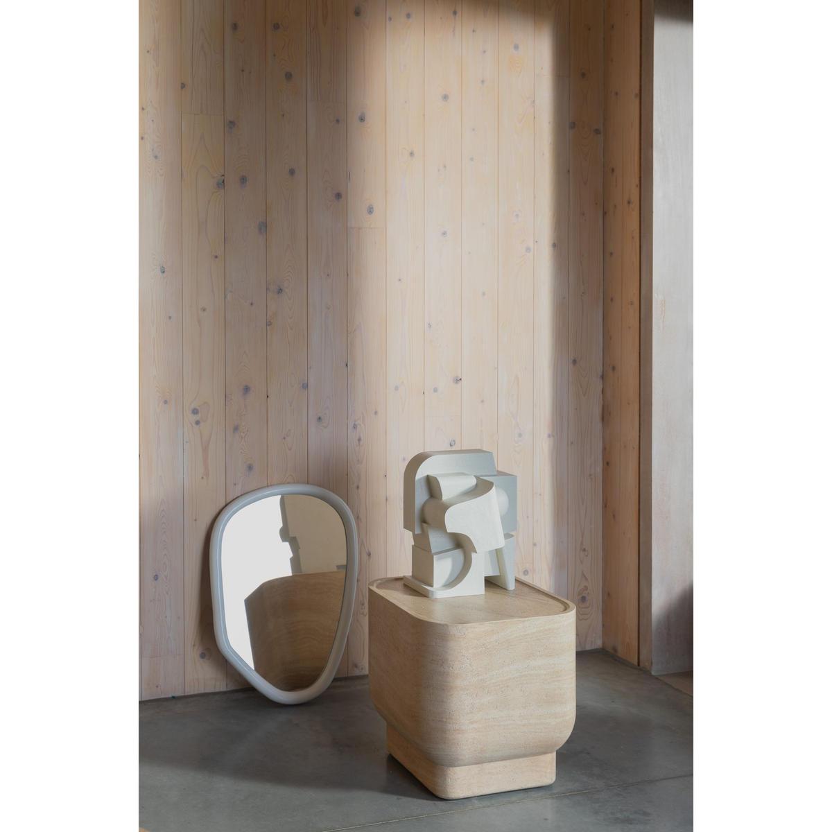 BEISTELLTISCH Noble Pill Quadratisch 45x45 cm Beige - Beige, Stein (45/45/47cm) - Zuiver
