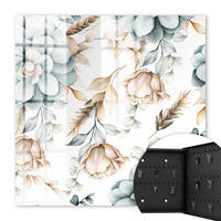 SCHLÜSSELBOX Schwarz 30x30 cm- Türöffnung nach rechts - Aquarellblumen - Weiß, Metall (30/30/5cm) - TULUP