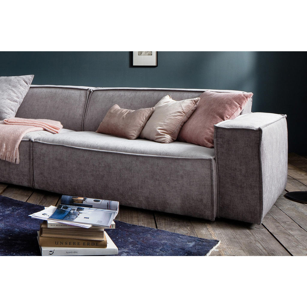 Thumbnail - Kawola Riesensofa, Hellgrau, Textil, Echtholz, 4-Sitzer, Füllung: Kaltschaum, 418x72x106 cm, Wohnzimmer, Sofas & Couches...