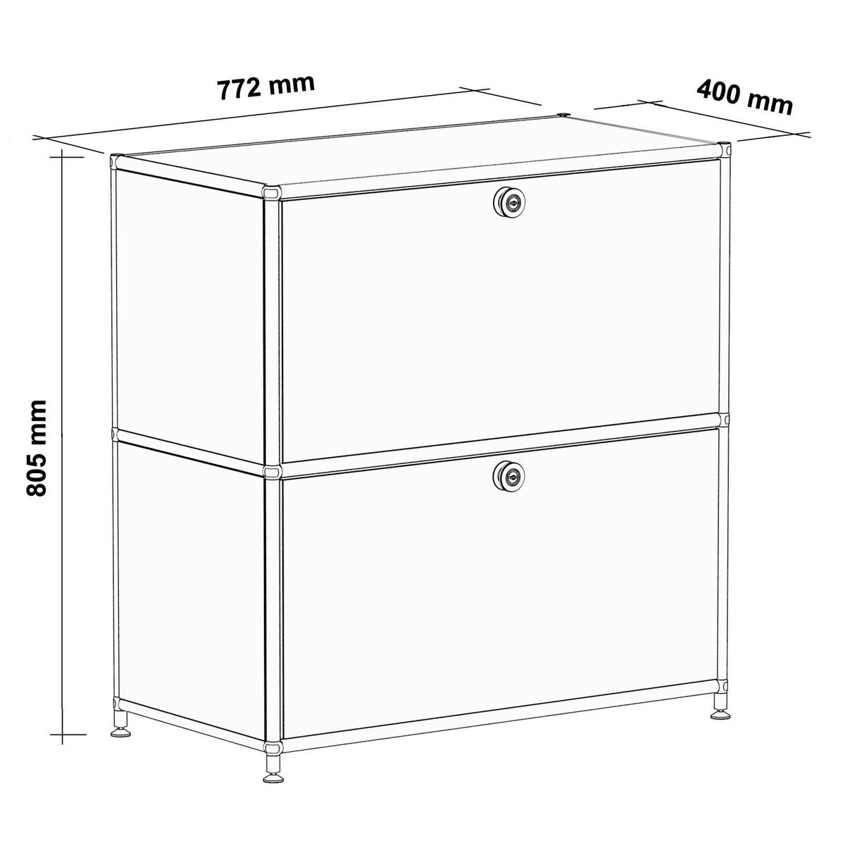 AKTENSCHRANK, 2 Klappen & Schloss, Breite 77 cm, Rubinrot - Chromfarben/Silberfarben, Metall (40/80.5/77.2cm) - Versee