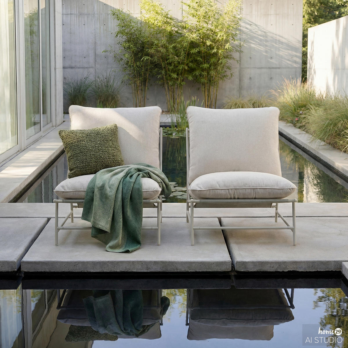 GARTENSESSEL - 2er-Set - Stahl / Webstoff - Beige - Beige, Textil/Metall (70/76/87cm) - home24