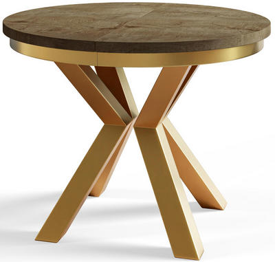 Alpi-Möbel Esszimmertisch Dunkelbraun, Gold 100x76x100 cm
