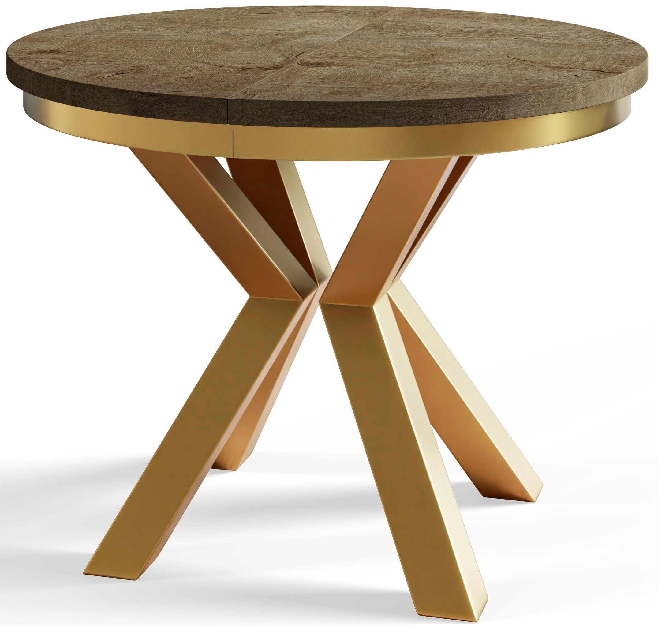 ESSZIMMERTISCH LOFT, ausziehbarer Tisch 120 cm/200 cm, Farbe: Dunkelbraun, mit Metallbeinen in Farbe Gold - Dunkelbraun/Goldfarben, Holzwerkstoff (120/120/76cm) - Alpi-Möbel